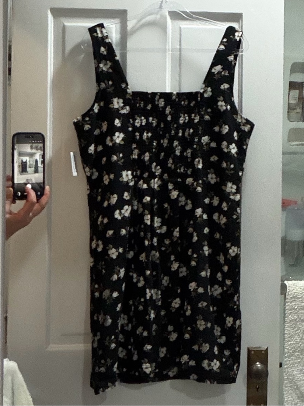 Old Navy Black Dress w/ White Floral Print. Linen blend, XL Tall womens new tags - Picture 9 of 14